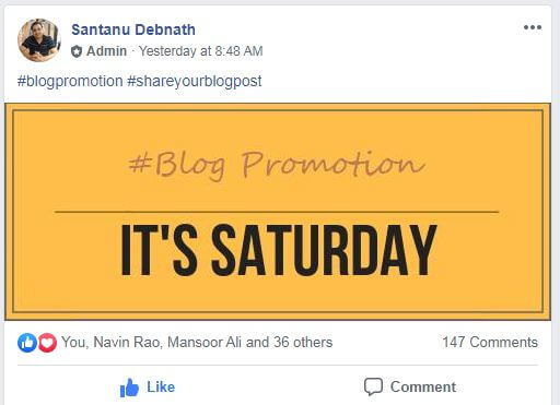 santanu debnath from bloggingjoy running weekly promotion thread in his facebook group