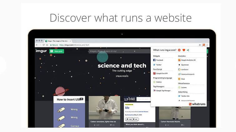 Whatruns google chrome extension
